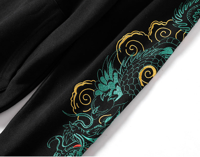 WSY340 Emerald Dragon Embroidery Hoodie