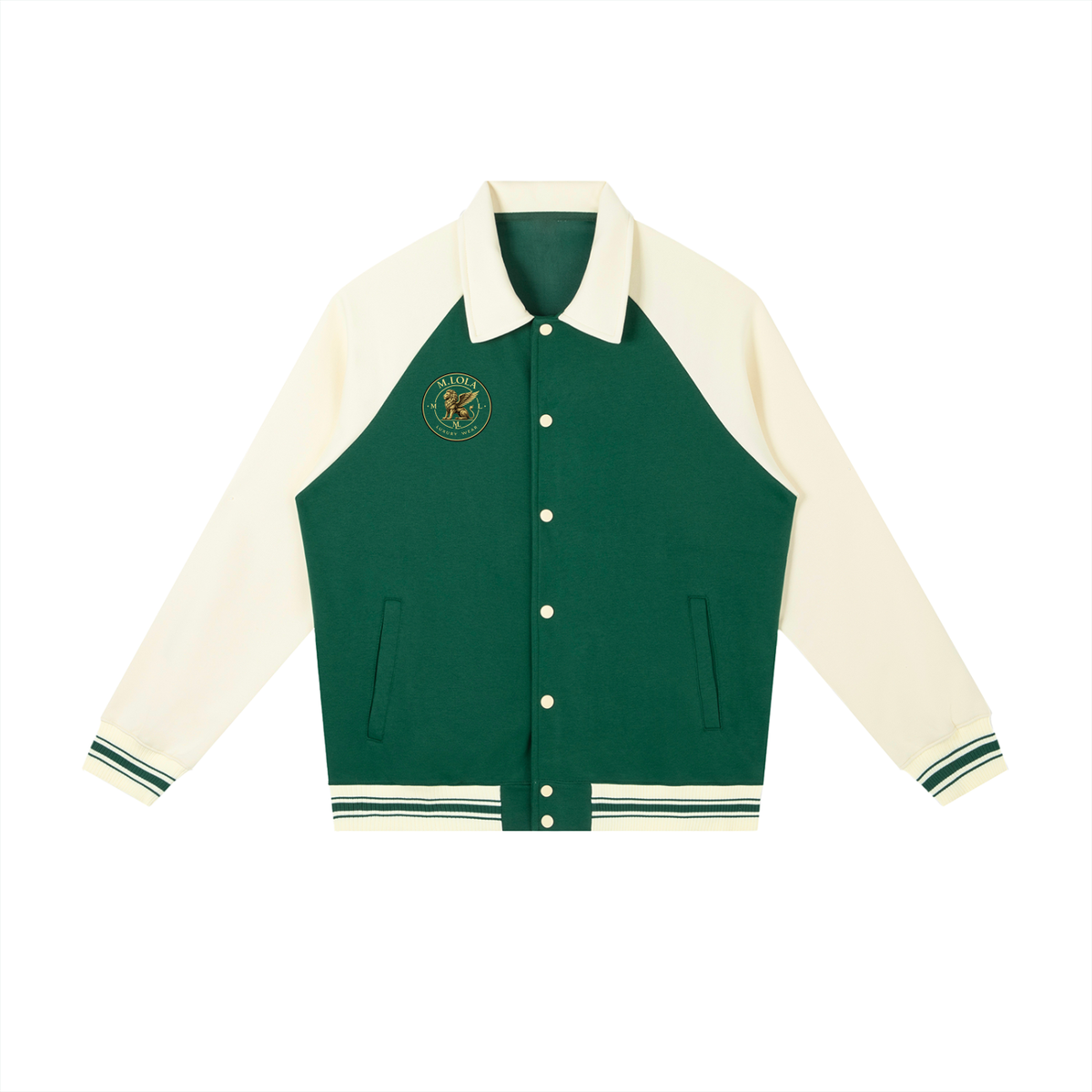M.Lola Signature Contrast Raglan Sleeve Baseball Jacket