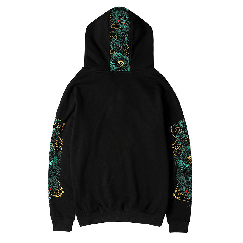 WSY340 Emerald Dragon Embroidery Hoodie
