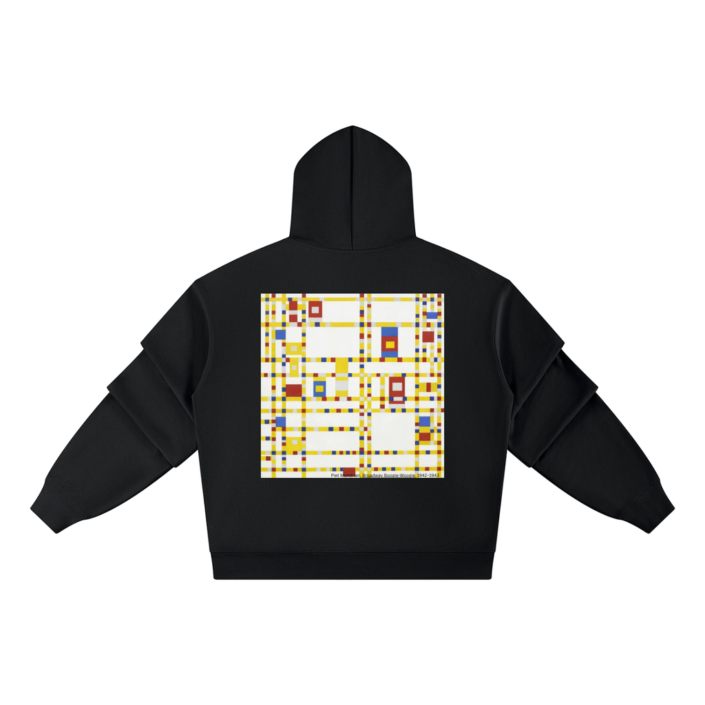 M.Lola “Mondrian” Unisex Heavyweight Ruched Sleeves Hoodie