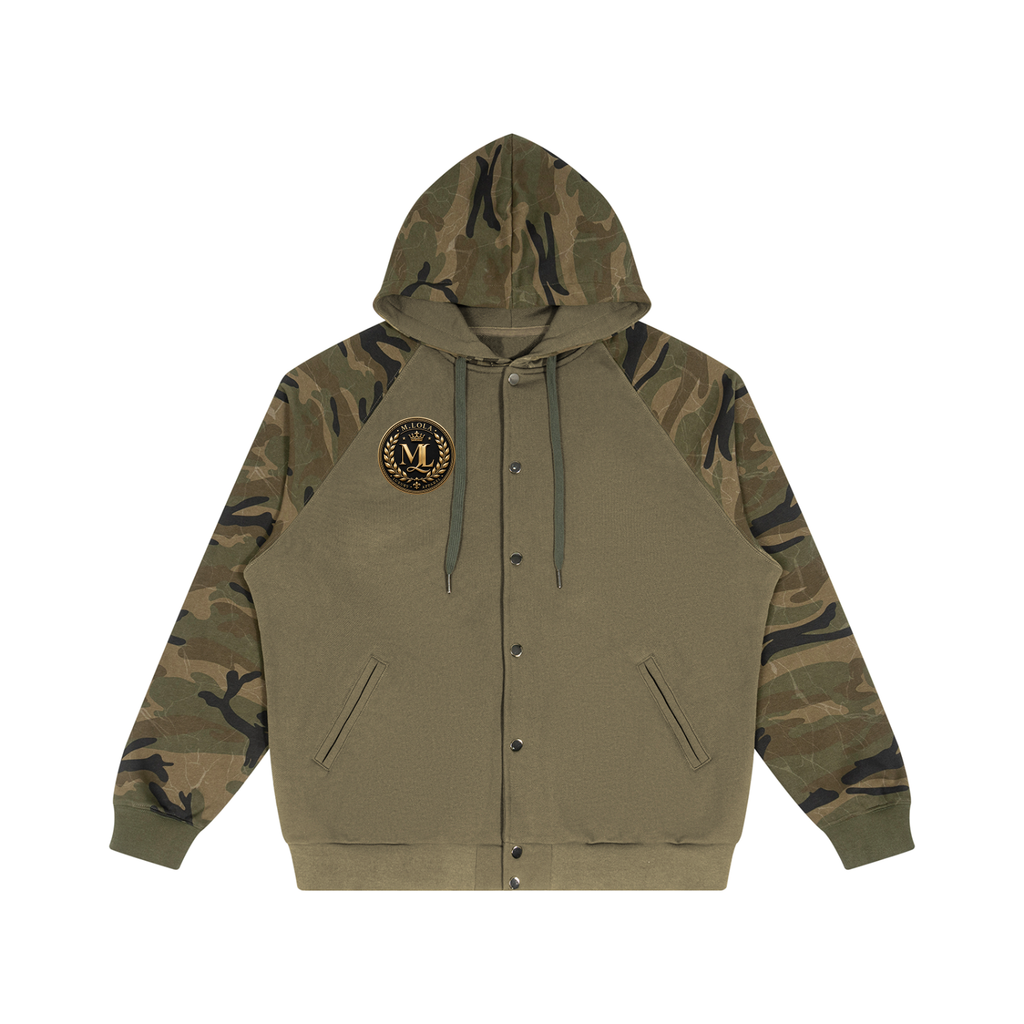 M.Lola “Colt” Unisex Camo-Splice Raglan Zip Hoodie