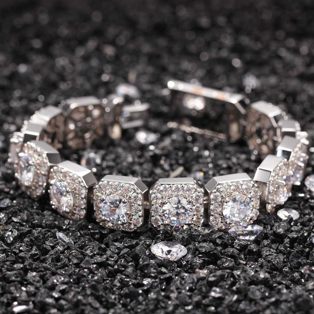Hip-hop micro-inlaid zircon 12.5mm rock candy bracelet
