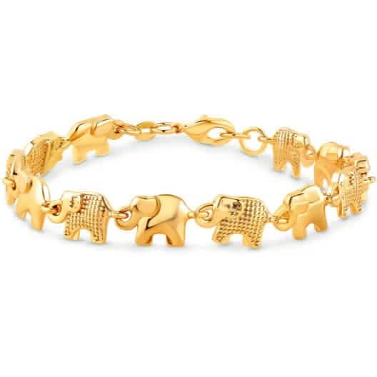 18K Gold Elephant Bracelet For Women 8"