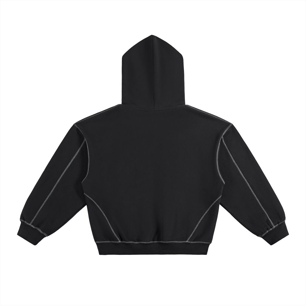 M.Lola “Dragon” Contrast-Stitched Boxy Fleece Hoodie