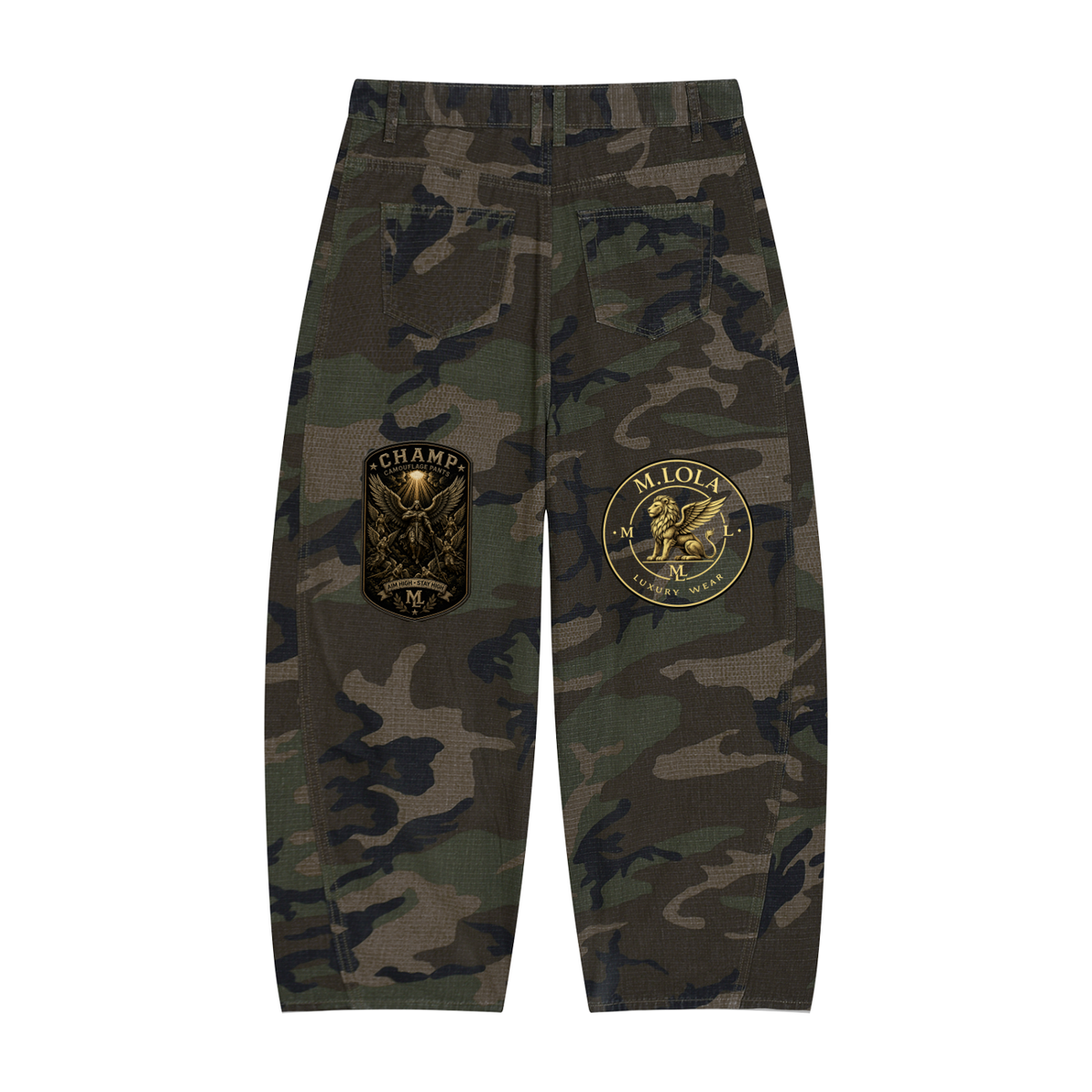 M.Lola "Champ" Men’s Camo Barrel Leg Cargo Pants