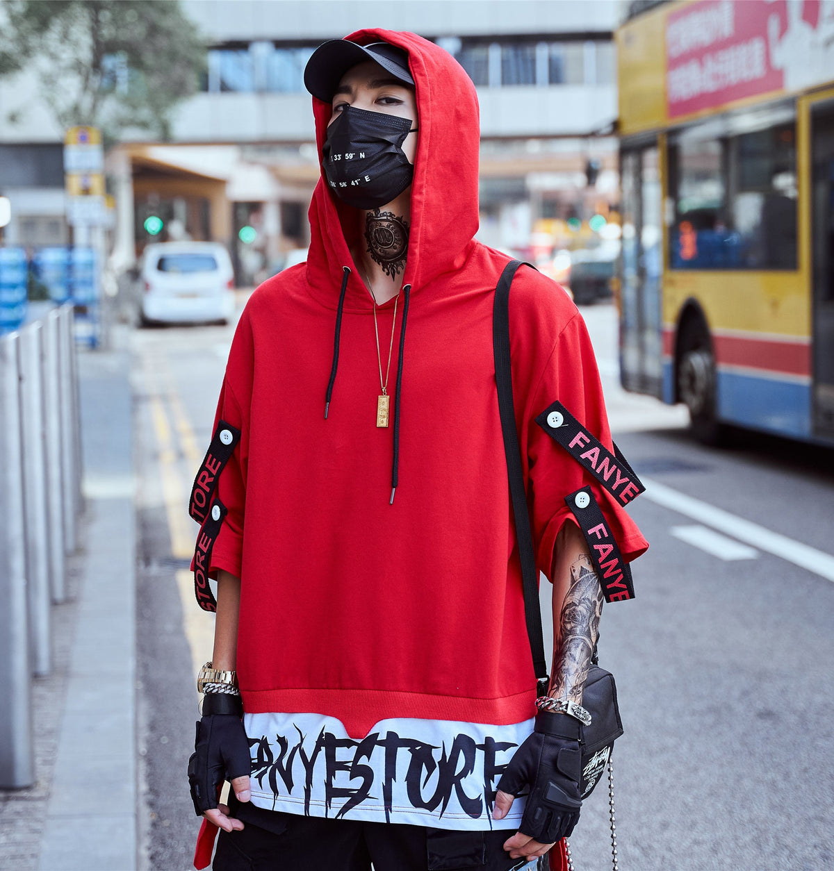 Red Solo Movement Short Sleeves Hoodie