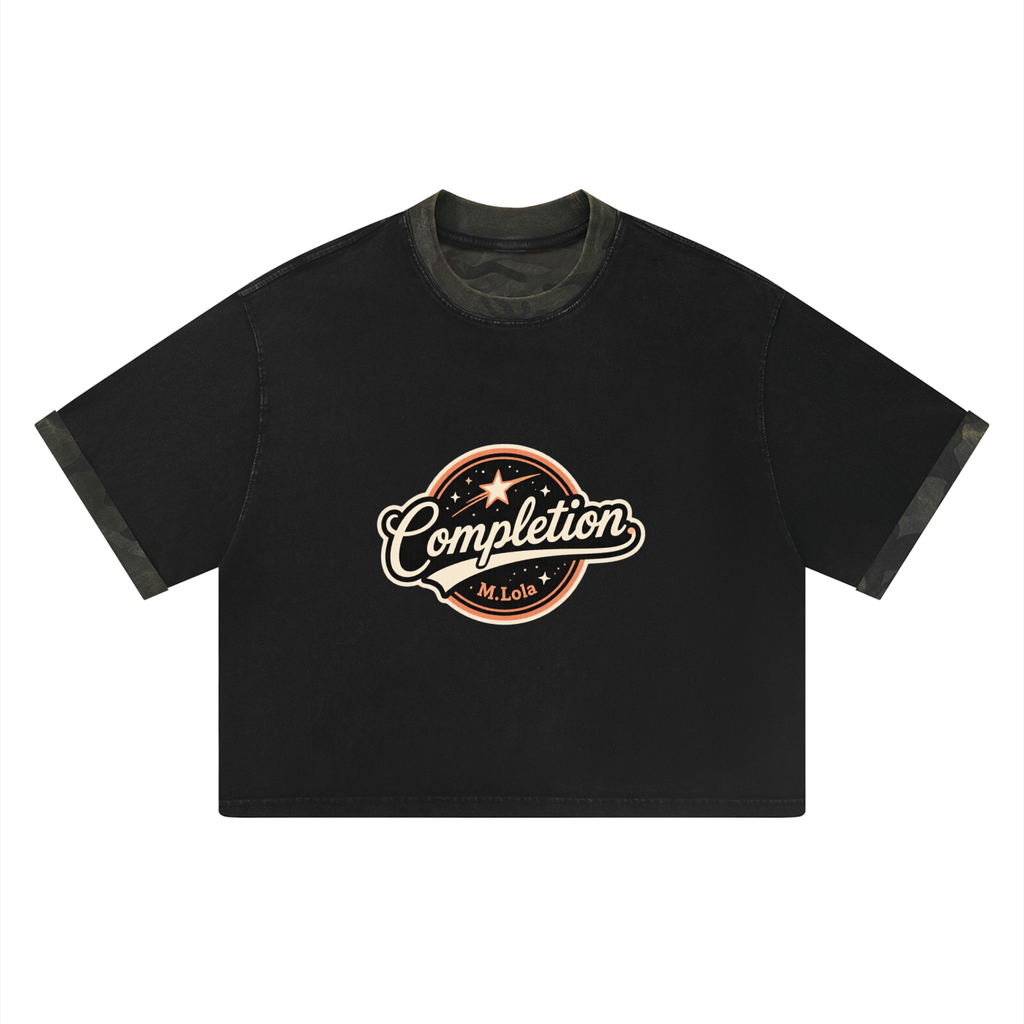M.Lola “Completion” Luxury Wear Unisex Mineral Washed Boxy Panel T-Shirt
