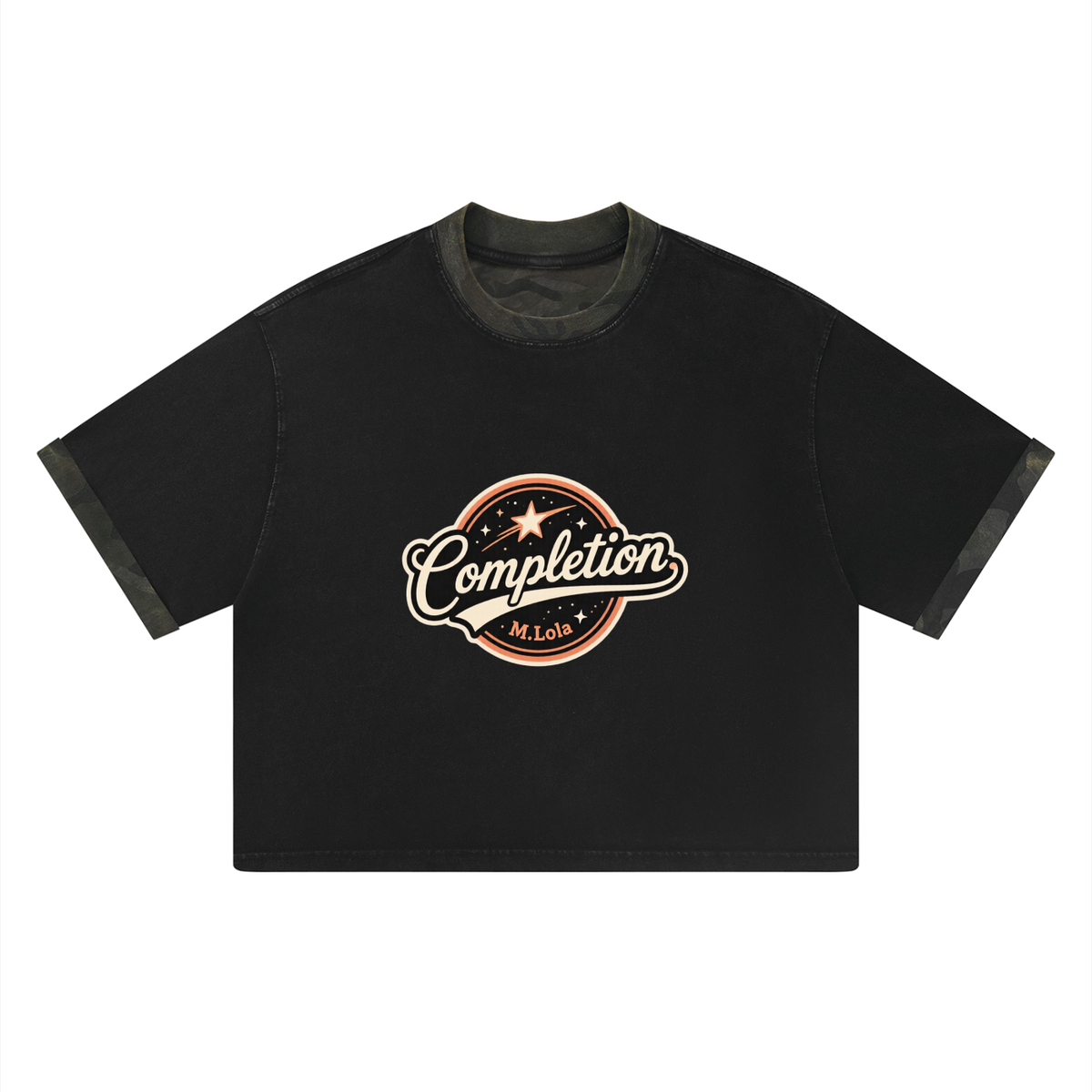 M.Lola “Completion” Luxury Wear Unisex Mineral Washed Boxy Panel T-Shirt