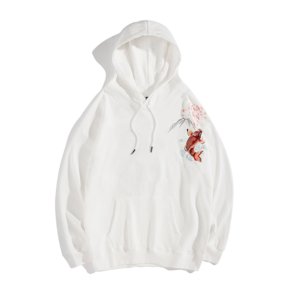 KH9197 Red Koi Embroidery Hoodie