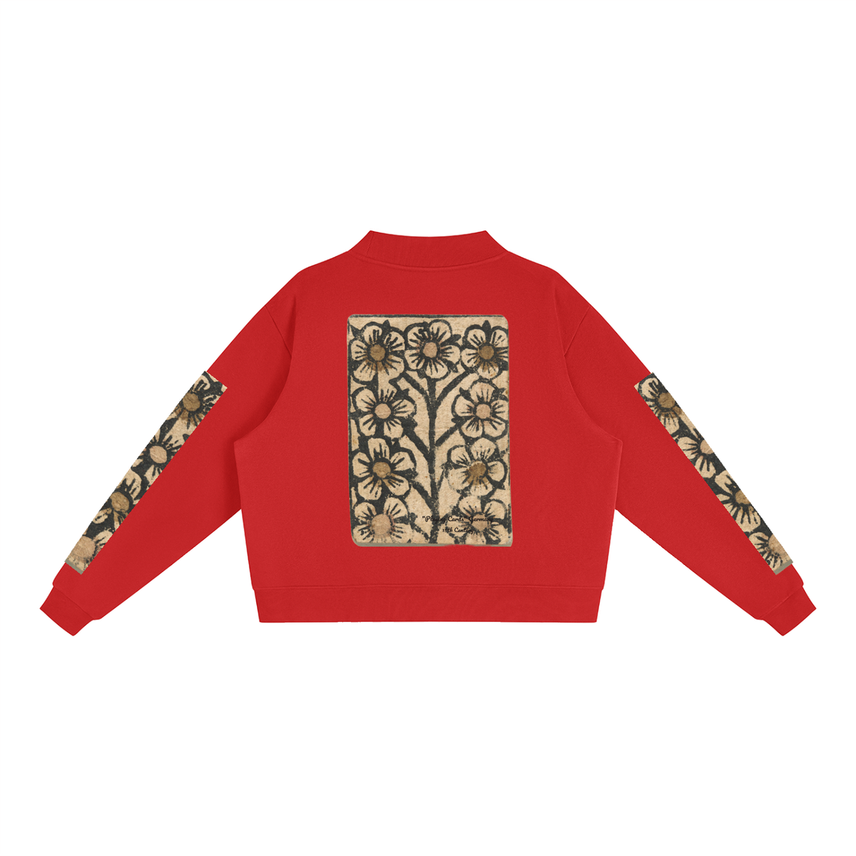 M.Lola "Playing "Card" Essential Fleece Mock-Neck Crew Sweatshirt