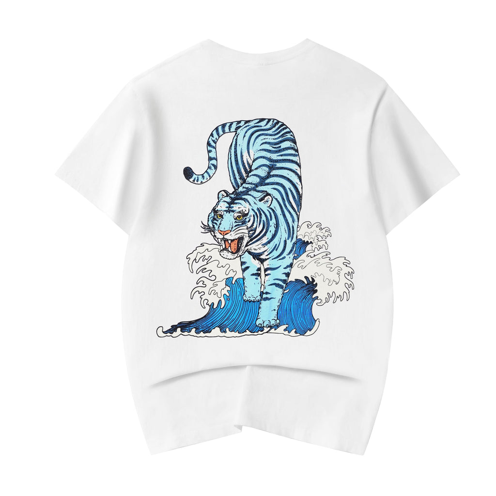YeT022 Blue Tiger Ocean Tee