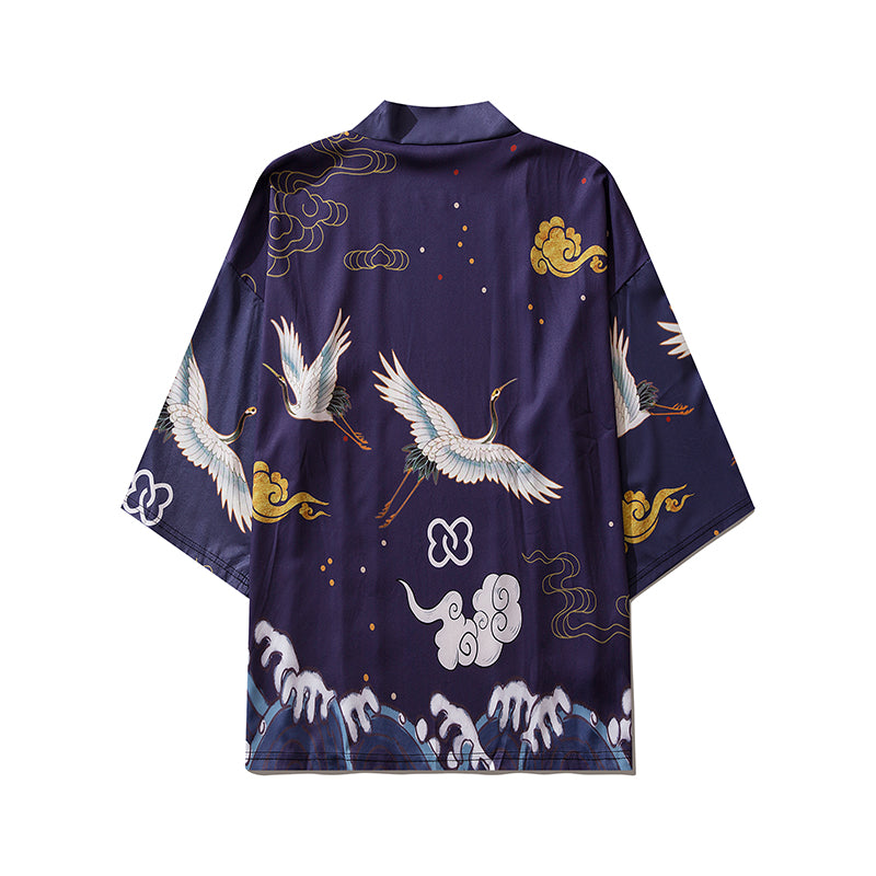 YC6316 Purple Cranes Kimono