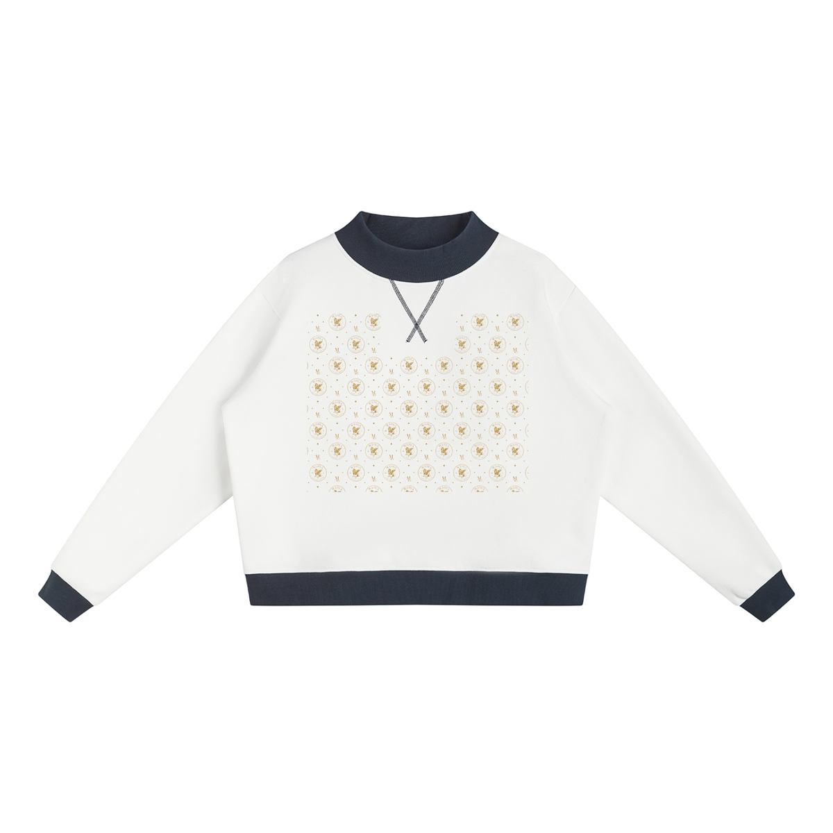 M.Lola "Cross & Crown"Women’s Mock Neck Crewneck Sweatshirt