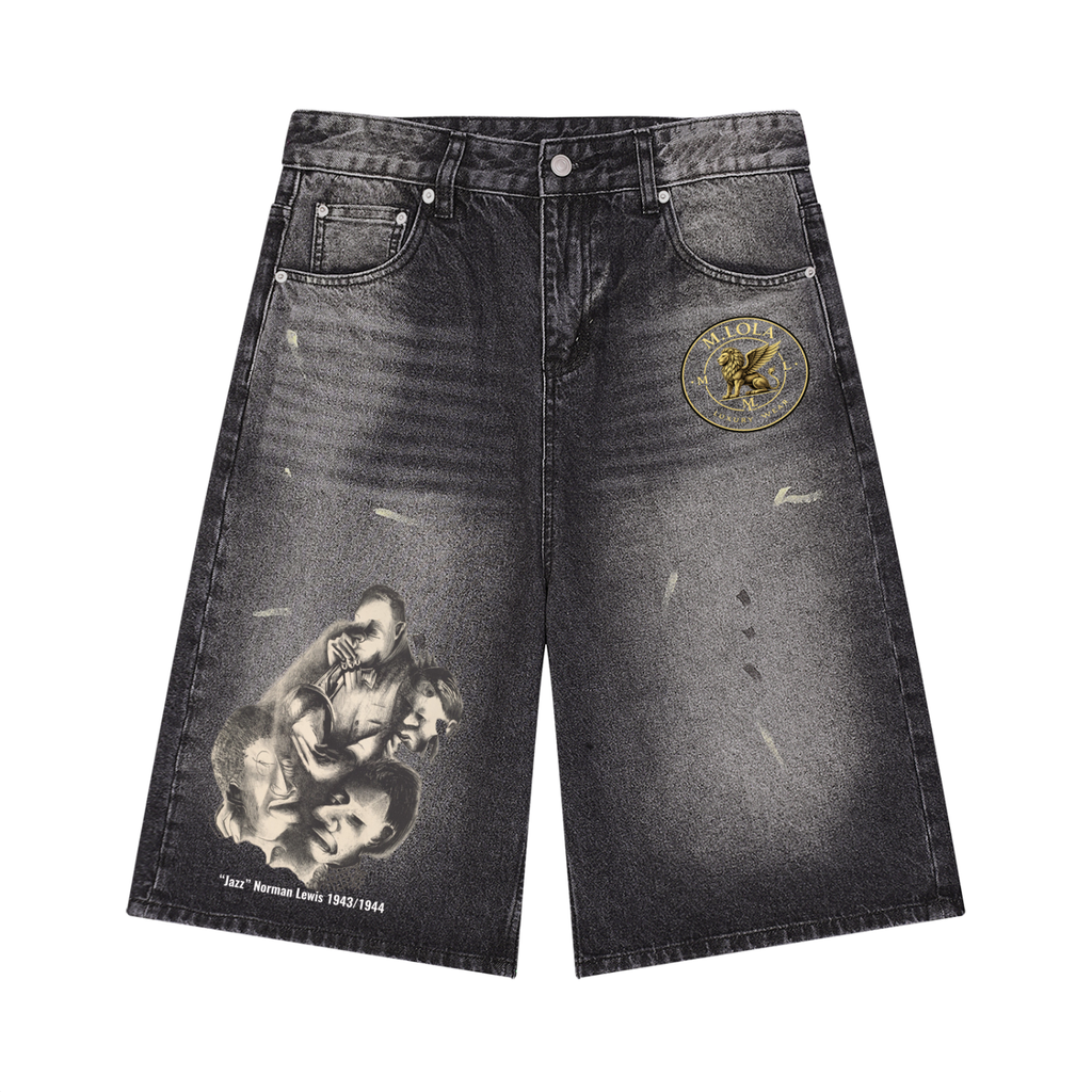M.Lola “Jazz” Men’s Vintage Wash Wide Leg Denim Shorts