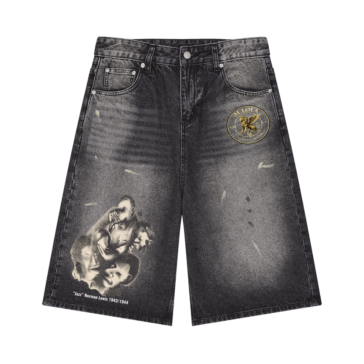 M.Lola “Jazz” Men’s Vintage Wash Wide Leg Denim Shorts