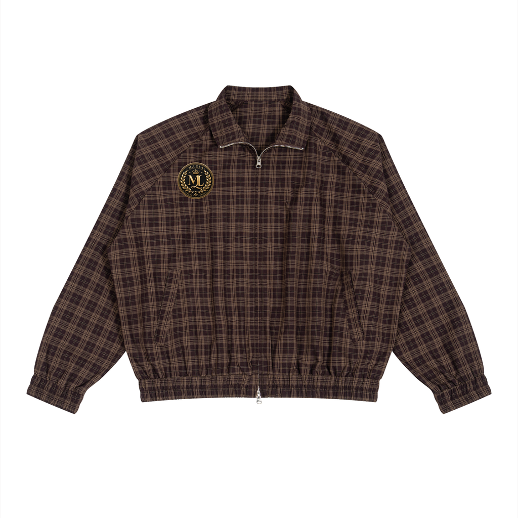 M.Lola "Cross and Crown" Unisex Plaid Full-Zip Track Jacket