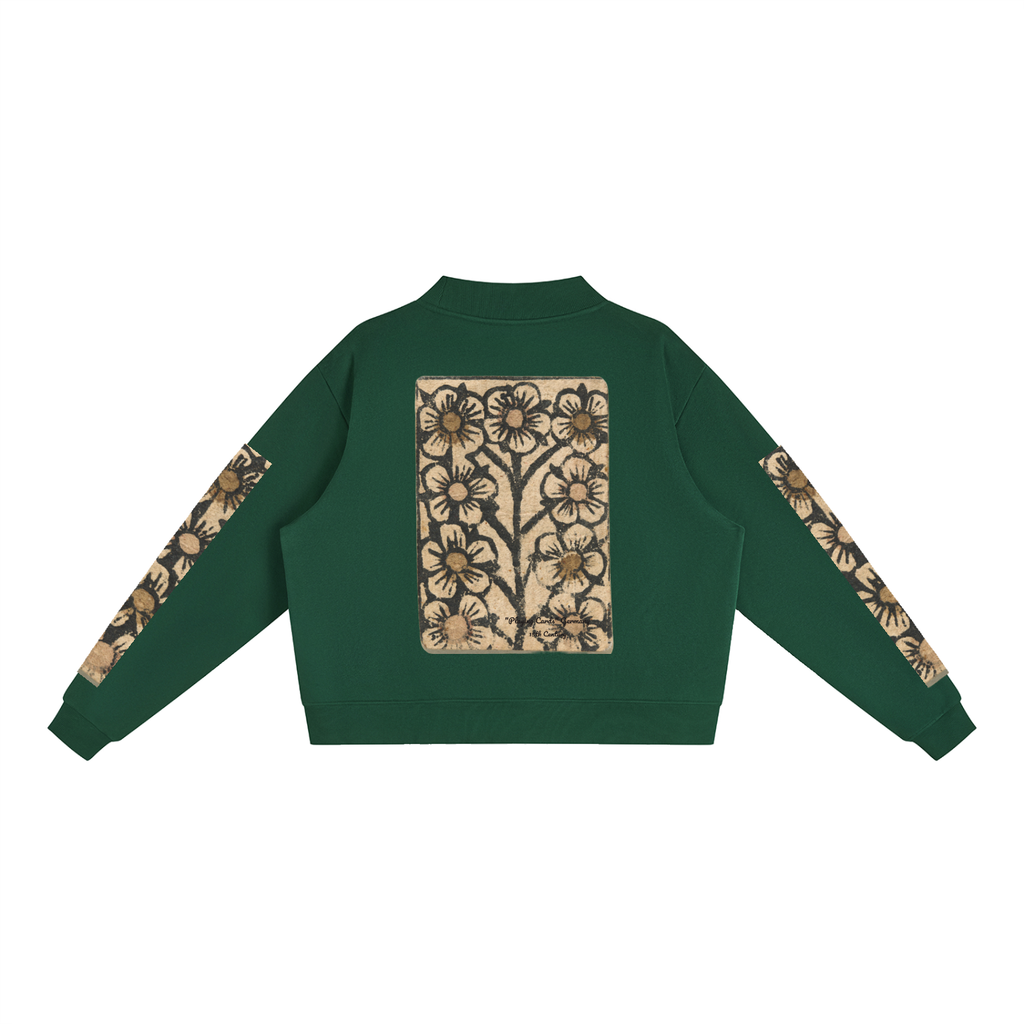 M.Lola "Playing "Card" Essential Fleece Mock-Neck Crew Sweatshirt