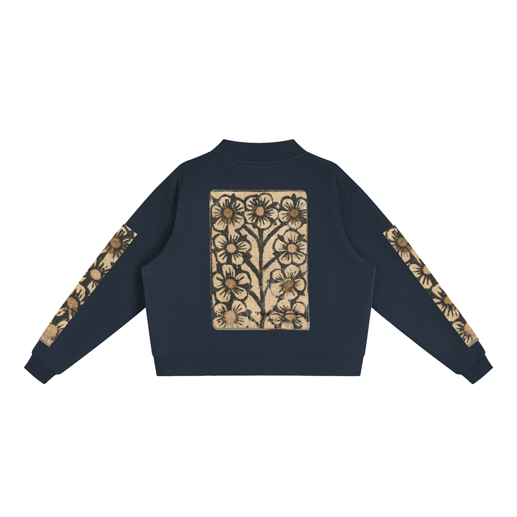 M.Lola "Playing "Card" Essential Fleece Mock-Neck Crew Sweatshirt