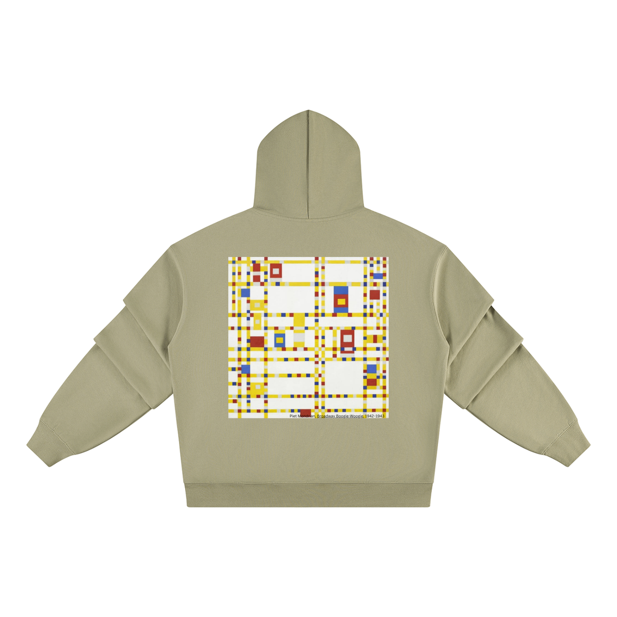 M.Lola “Mondrian” Unisex Heavyweight Ruched Sleeves Hoodie