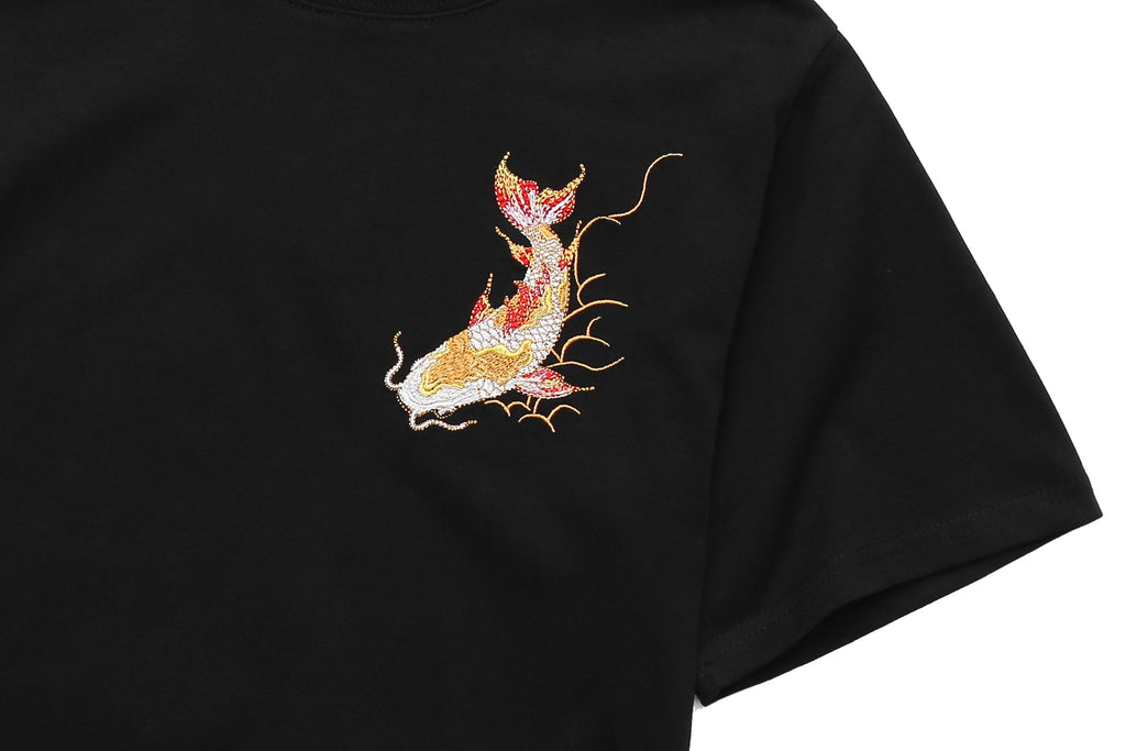 KH852 Golden Koi Fish Embroidery Tee