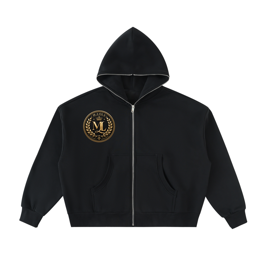 M.Lola “Judgment Day” Fleeced Full-Zip Boxy Hoodie