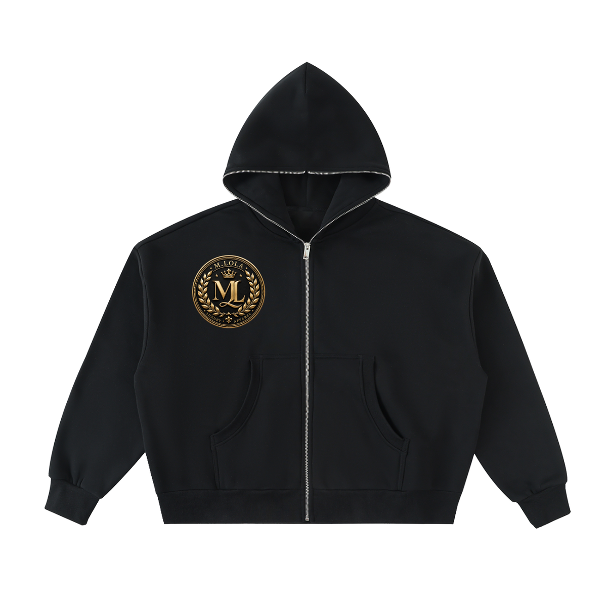 M.Lola “Judgment Day” Fleeced Full-Zip Boxy Hoodie