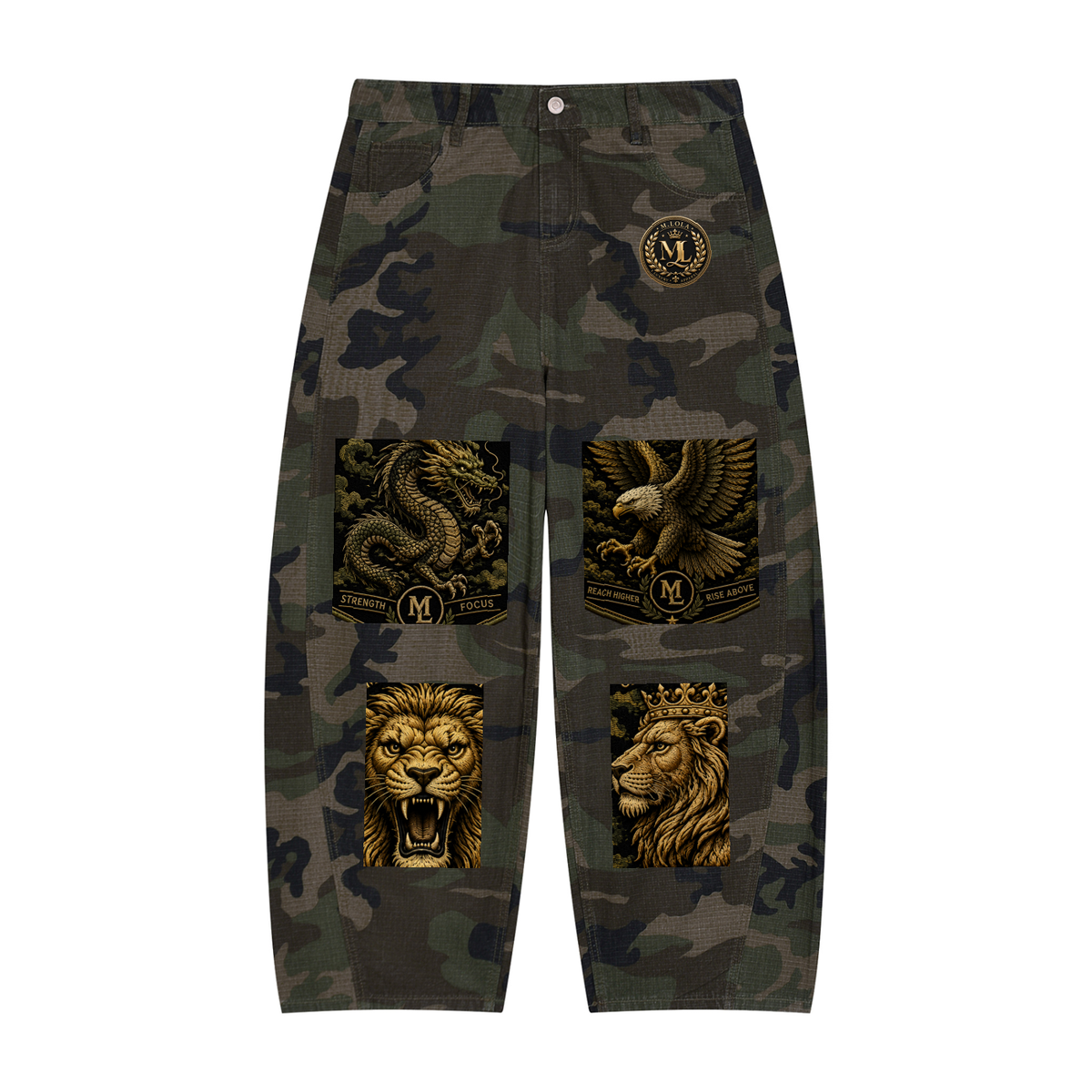 M.Lola "Champ" Men’s Camo Barrel Leg Cargo Pants