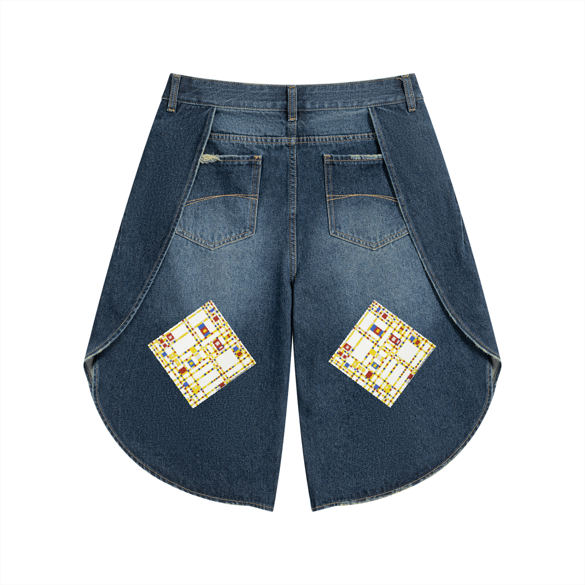 M.Lola “Mondrian” Men’s Wide Leg Denim Shorts