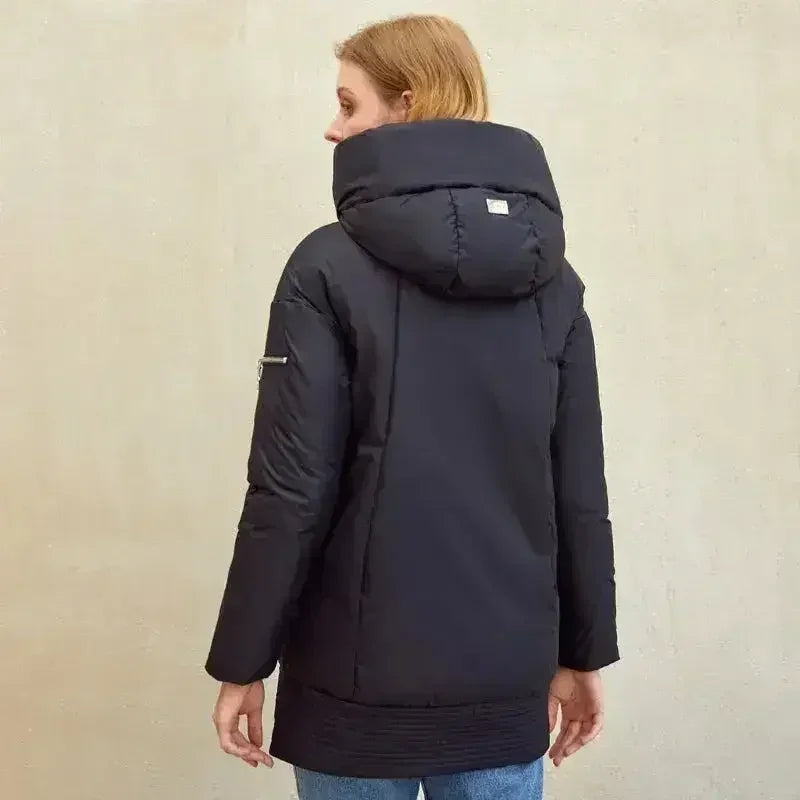 Casual hooded women winter coat parka Zipper pocket padded jacket coat