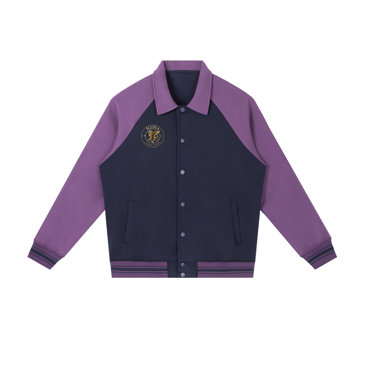M.Lola Signature Contrast Raglan Sleeve Baseball Jacket