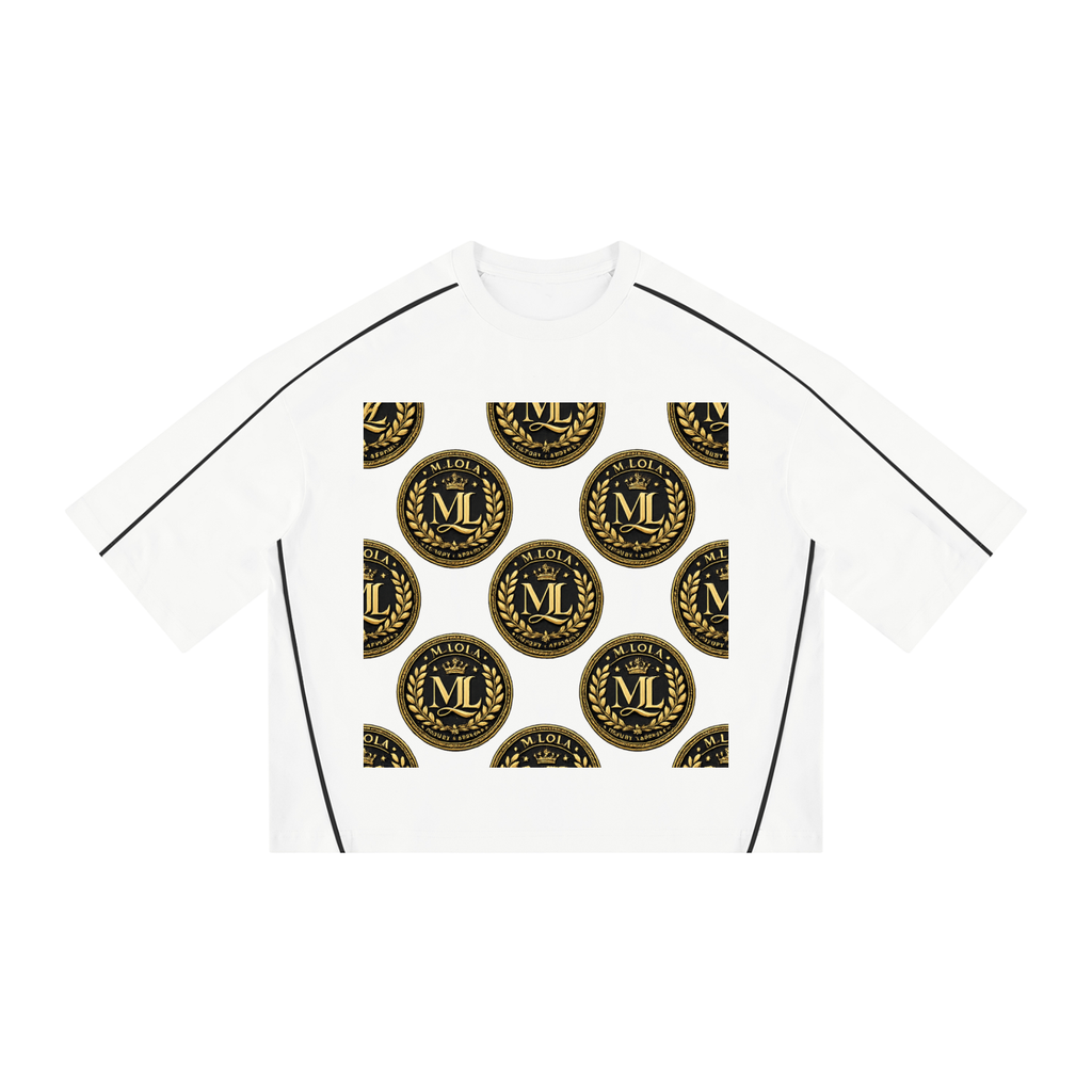 M.Lola Signature Logo Unisex Heavyweight Boxy Piping T-Shirt