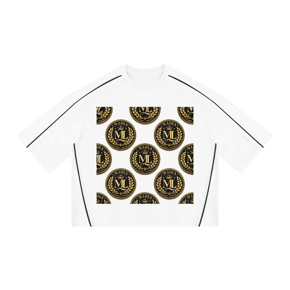 M.Lola Signature Logo Unisex Heavyweight Boxy Piping T-Shirt