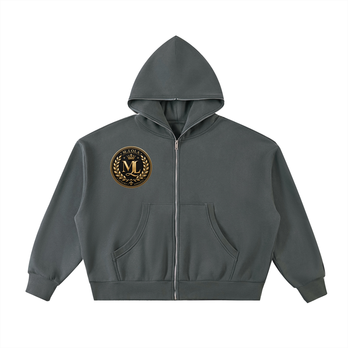 M.Lola “Judgment Day” Fleeced Full-Zip Boxy Hoodie