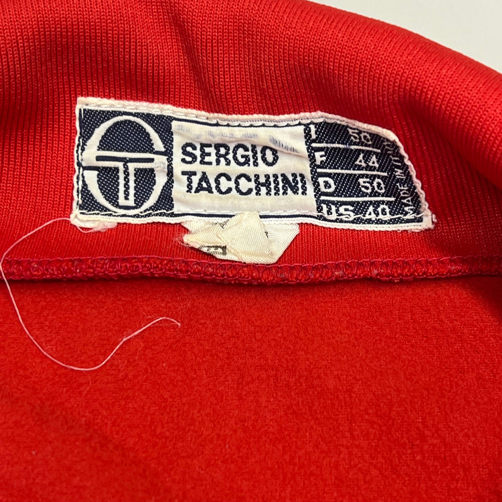 SERGIO TACCHINI Sportswear Track Suit Zip Up Jacket US Sz 40 Red/Cream (Used)