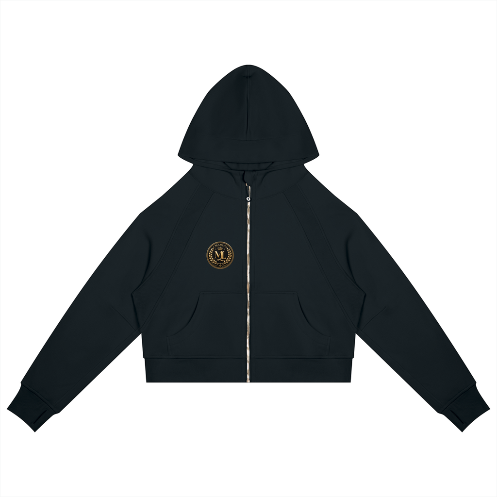M. Lola Signature Cropped Zip-Through Hoodie