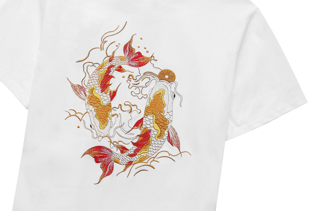 KH852 Golden Koi Fish Embroidery Tee