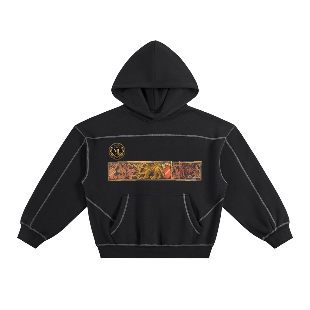 M.Lola “Dragon” Contrast-Stitched Boxy Fleece Hoodie