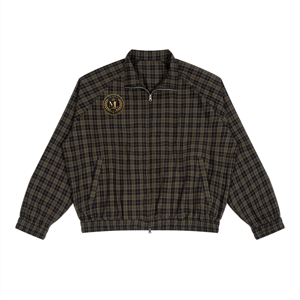 M.Lola "Cross and Crown" Unisex Plaid Full-Zip Track Jacket