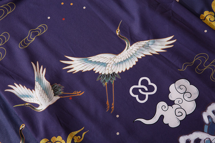 YC6316 Purple Cranes Kimono