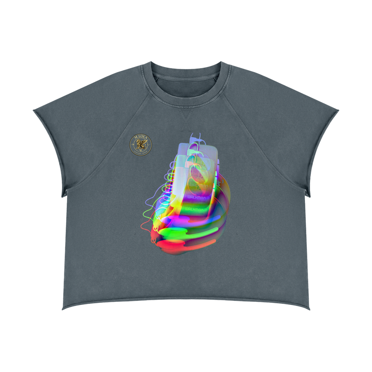 M.Lola “Walkman” Unisex Vintage Wash Raw Edge Boxy T-Shirt