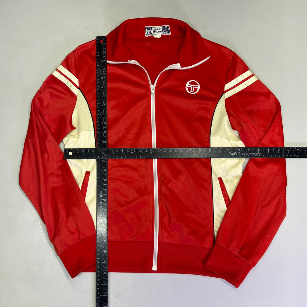 SERGIO TACCHINI Sportswear Track Suit Zip Up Jacket US Sz 40 Red/Cream (Used)