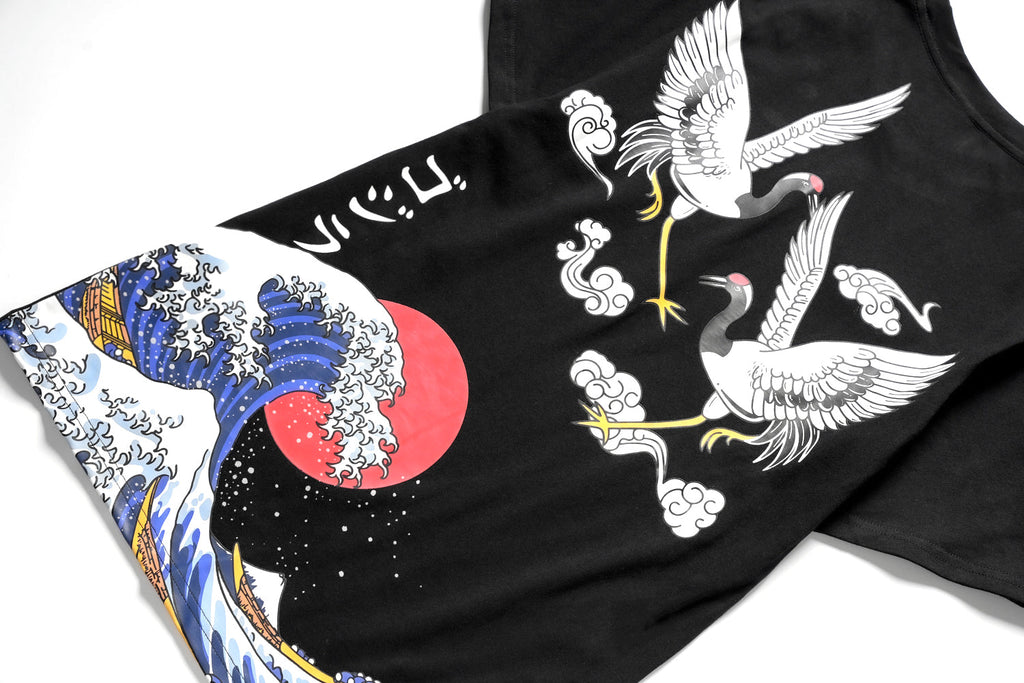YeT028 Crane and Waves Tee