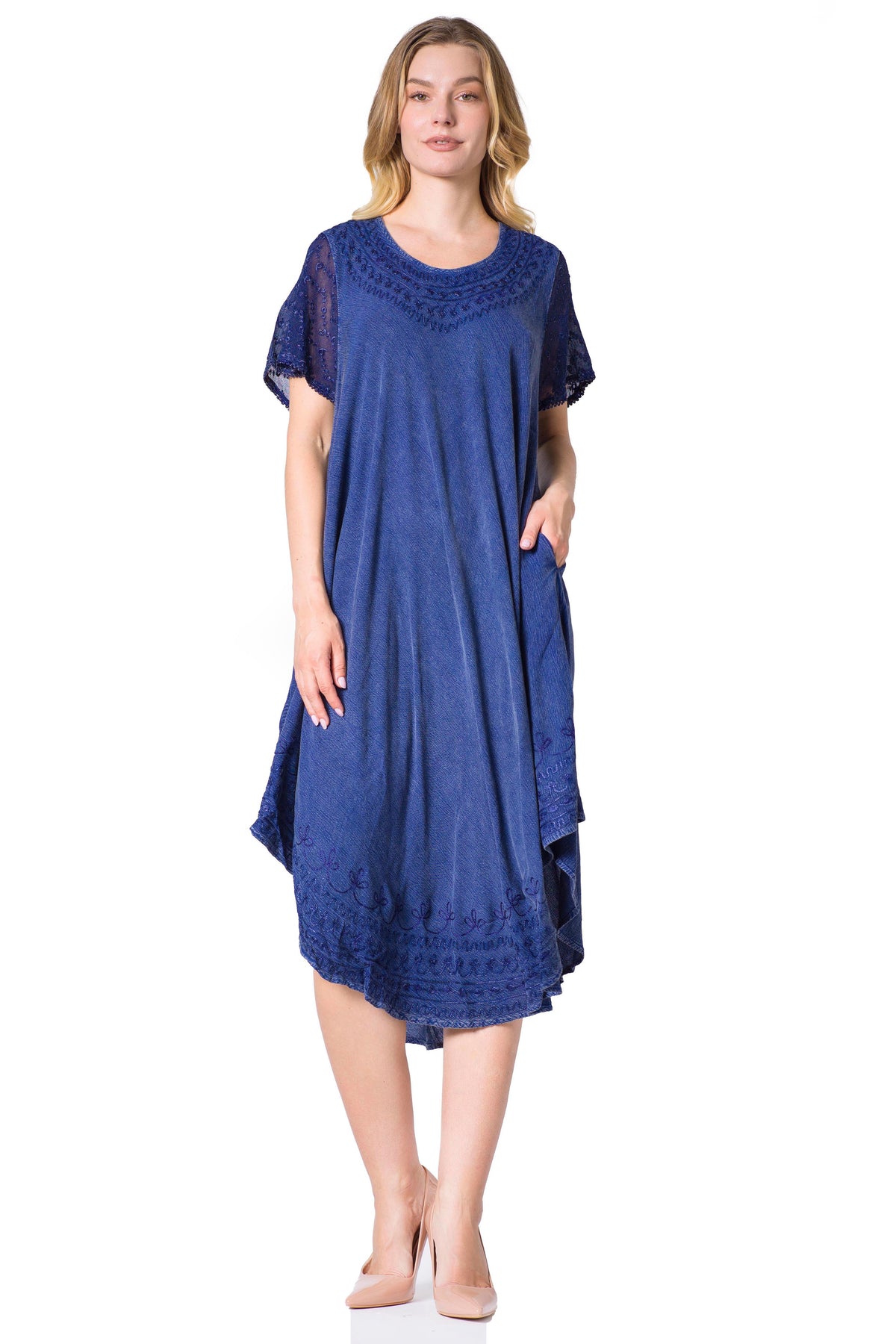 Sakkas Everyday Essentials Cap Sleeve Caftan Dress / Cover Up