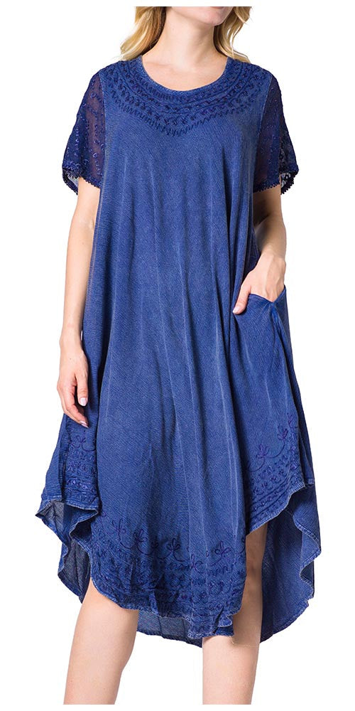 Sakkas Everyday Essentials Cap Sleeve Caftan Dress / Cover Up