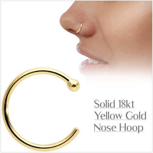 20G 5/16 Solid 18K Yellow Gold Nose Hoop