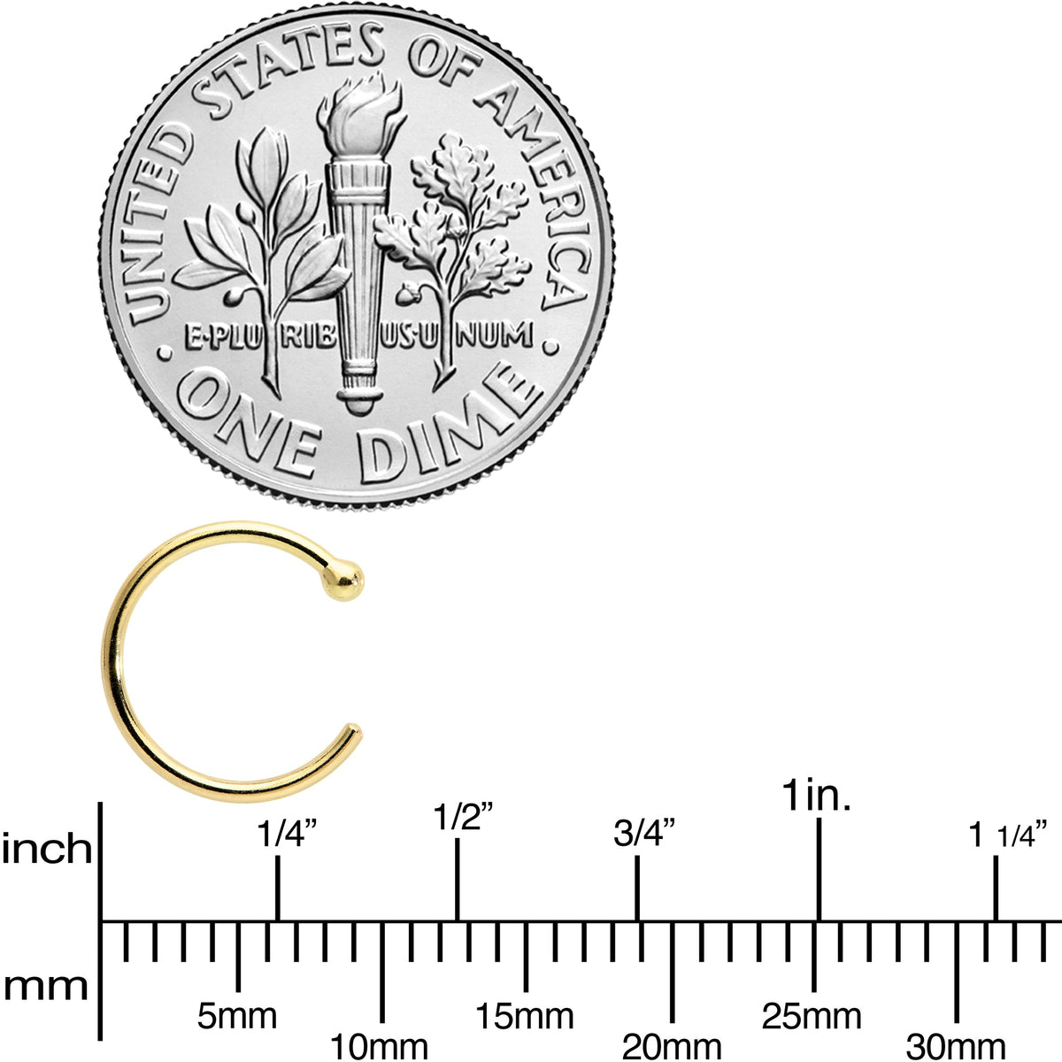 20G 5/16 Solid 18K Yellow Gold Nose Hoop