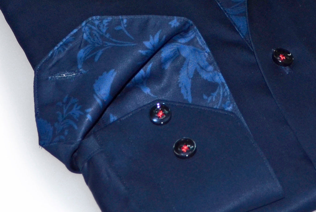 Geo  Button-Up Shirt With Contrast Details // Navy // Contemporary Fit (Regular)