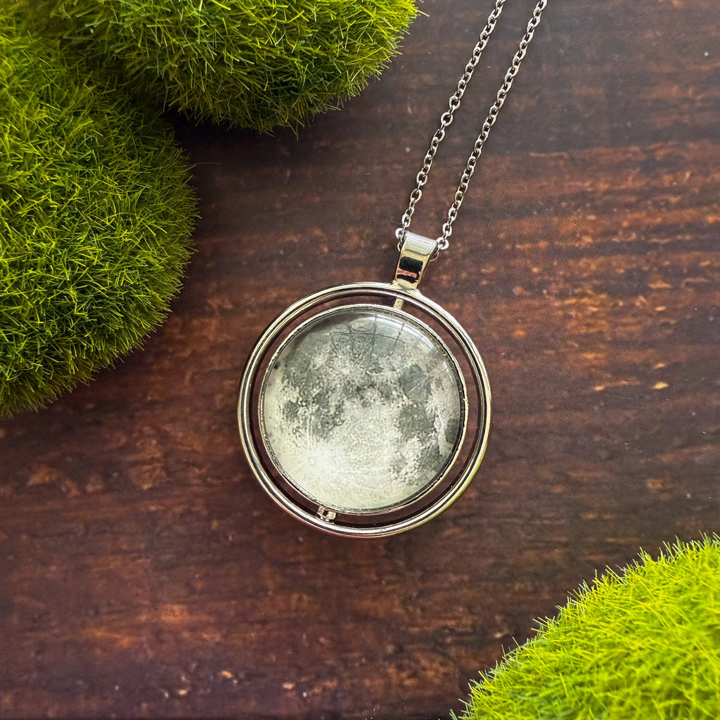 Full Moon Double Sided Fidget Pendant Necklace