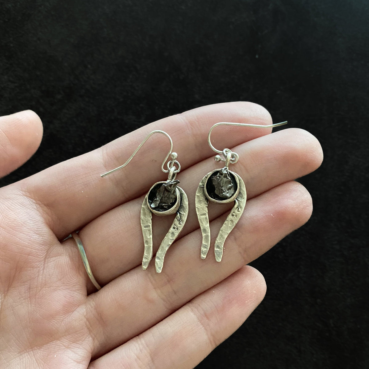 Comet Earrings with Authentic Meteorite