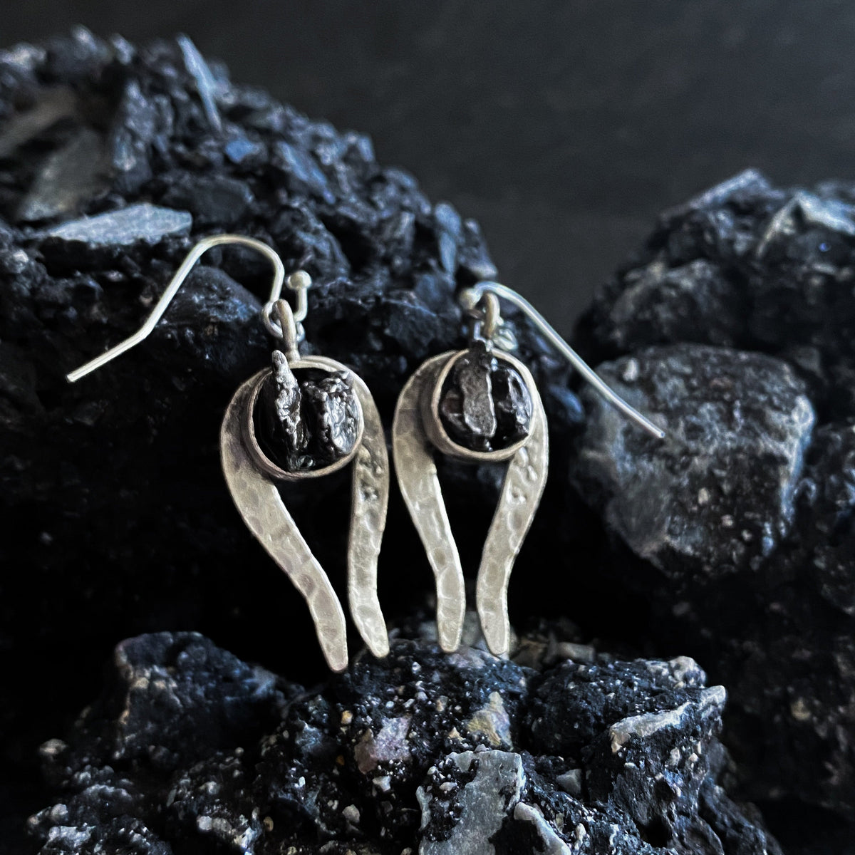 Comet Earrings with Authentic Meteorite